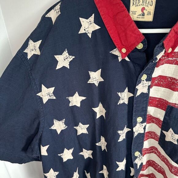 RedHead Brand Co. - American Flag Design Short Sleeve Button up - Picture 4 of 8